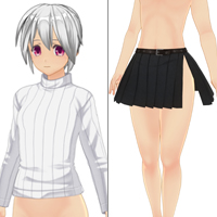 ハイネックシャツ+ハイスリットスカート